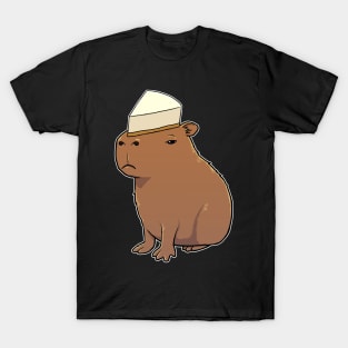 Capybara with Cheese Cake on its head T-Shirt